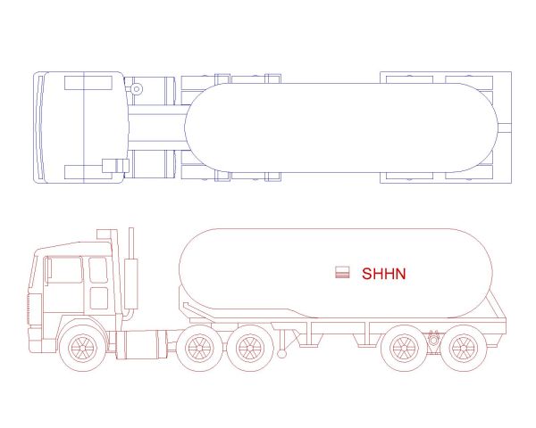 Long Truck Model-2 Top & Side view. CAD block in DWG format free download.