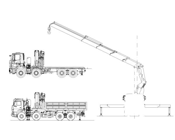 Truck Crane manipulator - 1 Model Architectural Drawing. CAD block in DWG format free download.