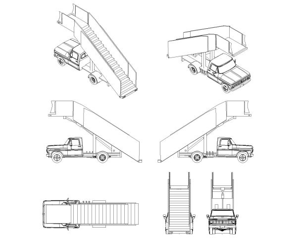 Truck Stairs Jetway-Model Architectural Drawing. CAD block in DWG format free download.