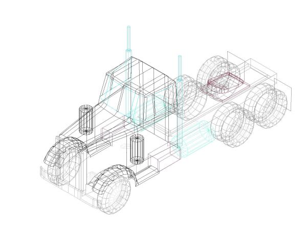 Free AutoCAD 3D Editable Model of Trucks & Wagon in 3D_ 14