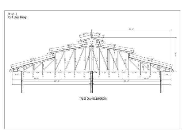 Free AutoCAD 2D Editable Drawings for Truss Roof Calf Shed Design Sectional View OP_ 4