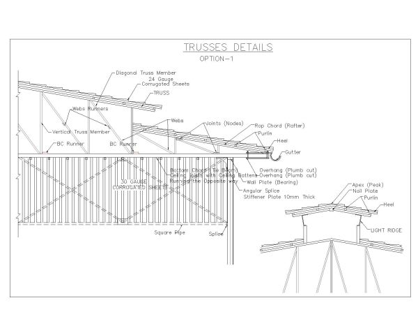 Free AutoCAD 2D Editable Drawings for Trussing details