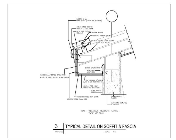 Typical Detail on Soffit & Fascia. CAD block in DWG format free download.
