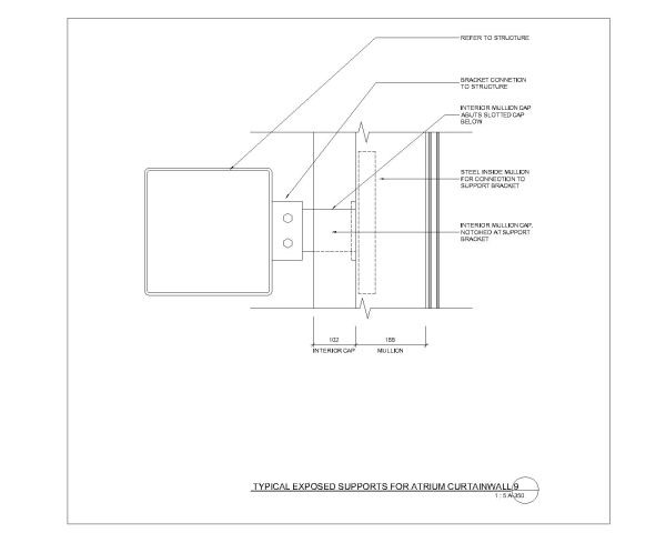 Free AutoCAD Isometric Drawings for Typical Exposed Supports for Atrium Curtainwall