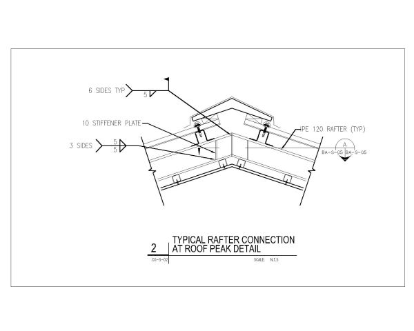 Typical Rafter Connection at Roof Peak Detail. CAD block in DWG format free download.