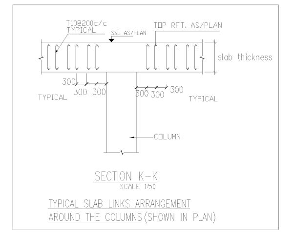 Slab Links Arrangement Details. CAD block in DWG format free download.