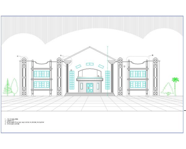 Commercial Building Elevation fpr super market. CAD block in DWG format free download.