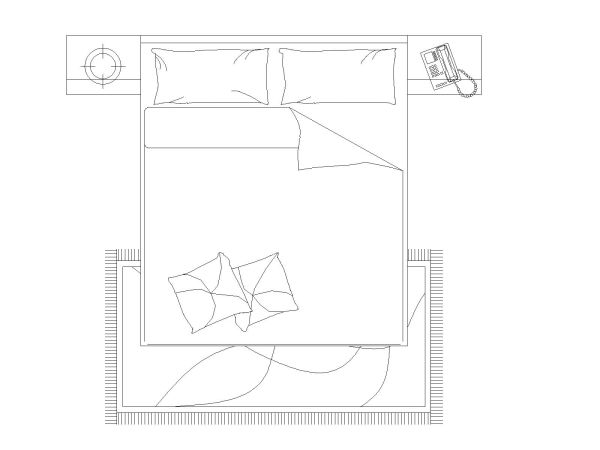 Free AutoCAD 2D Editable Drawings for US Bed Design Top View (Plan with accurate sizes)-17