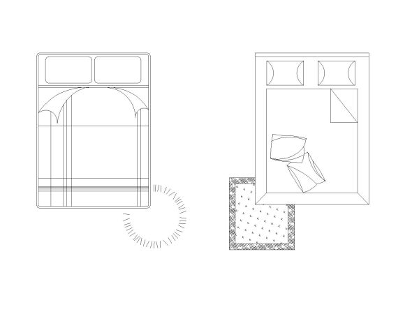 Free AutoCAD 2D Editable Drawings for US Bed Design Top View (Plan with accurate sizes)-25