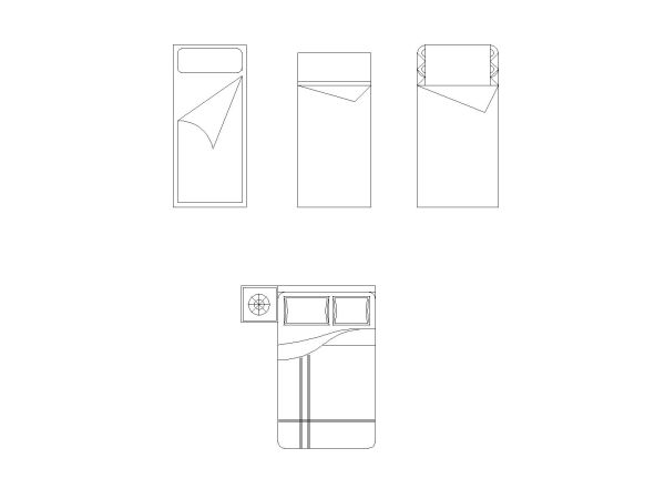 Free AutoCAD 2D Editable Drawings for US Bed Design Top View (Plan with accurate sizes)-39
