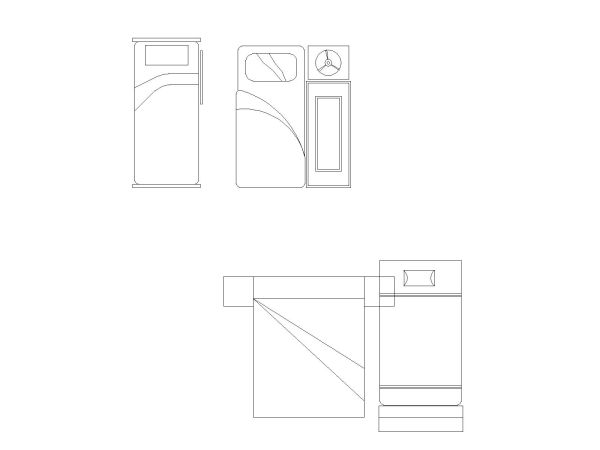 Free AutoCAD 2D Editable Drawings for US Bed Design Top View (Plan with accurate sizes)-40