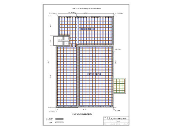US Smart House with Wooden Structure Basement Framing Plan-4 . CAD block in DWG format free download.