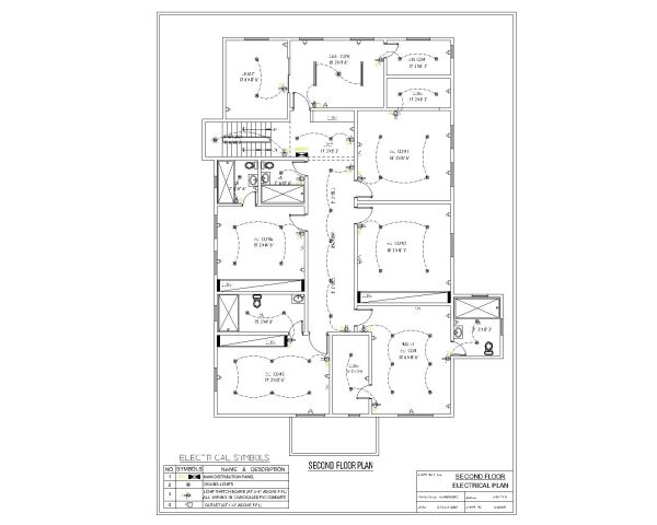 US House Electrical Plan for Level-2. CAD block in DWG format free download.