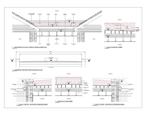 Valley Gutter & Roof Details Architectural Drawing. CAD block in DWG format free download.
