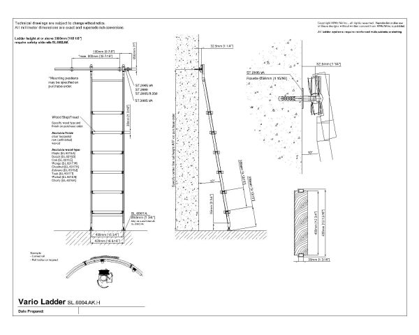 Vario Ladder Wood Steps Details Architectural Drawing. CAD block in DWG format free download.