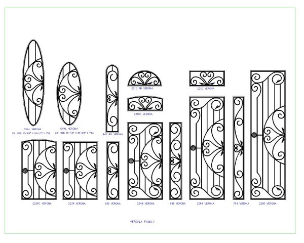 Verona Family Designs Architectural Drawing. CAD block in DWG format free download.