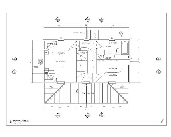 Virginia's Farm House Design 2nd Floor Layout Plan Drawing. CAD block in DWG format free download.