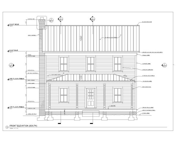 Virginia's Farm House Elevation-A Architectural Drawing. CAD block in DWG format free download.