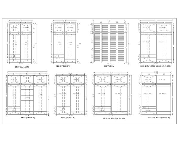 Free AutoCAD 2D Editable Drawings for Wadrobe Design & construction Details