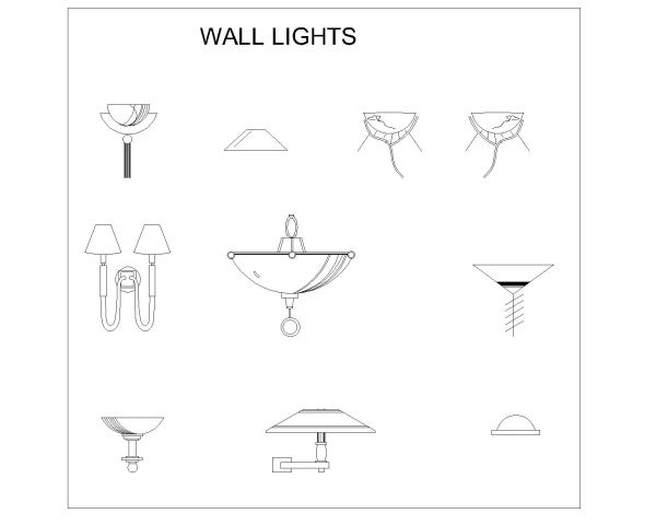 Wall Mounted Lights Detailed Architectural Drawing-1 . CAD block in DWG format free download.