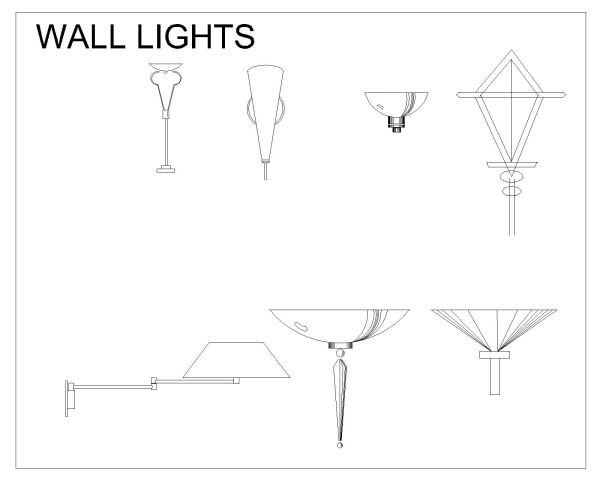 Wall Mounted Lights Detailed Architectural Drawing-3 . CAD block in DWG format free download.