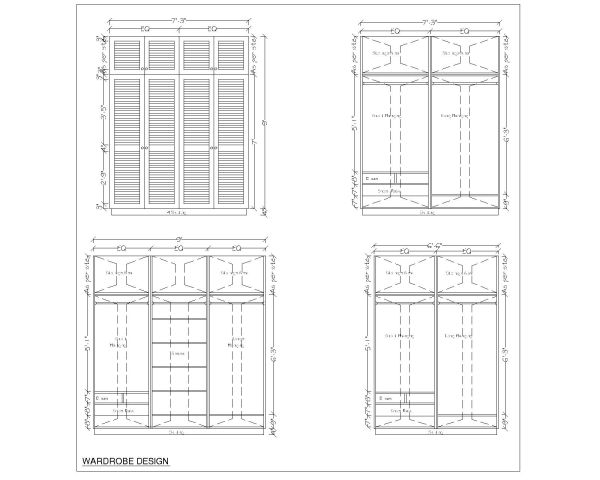 Wardrobe Design Detail Architectural Drawing-2. CAD block in DWG format free download.