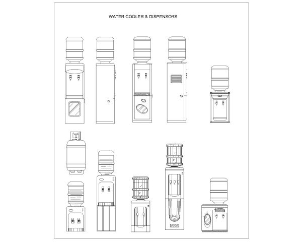 Free AutoCAD 2D Editable Drawings for Water Cooler & Dispensors_ 1