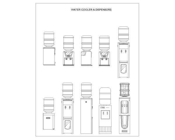 Free AutoCAD 2D Editable Drawings for Water Cooler & Dispensors_ 2