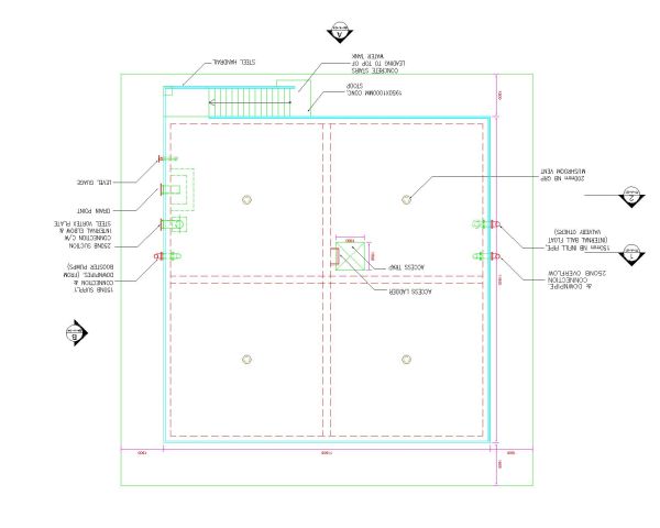 Water Supply tank foundation technical drawing. CAD block in DWG format free download.