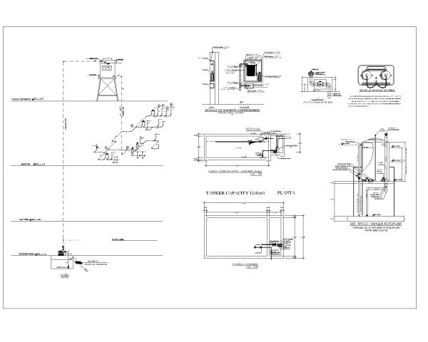 Free AutoCAD 2D Editable Drawings for WATER TANK OF CAPACITY 12.00 m3