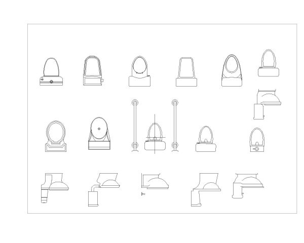 Free AutoCAD 2D Editable Drawings for WC with Large Number of Symbols-4