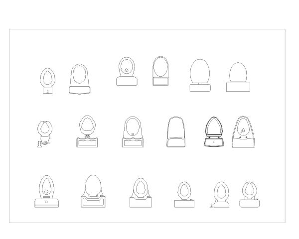 Free AutoCAD 2D Editable Drawings for WC with Large Number of Symbols-6