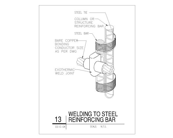Welding to Steel Reinforcing Bar. CAD block in DWG format free download.