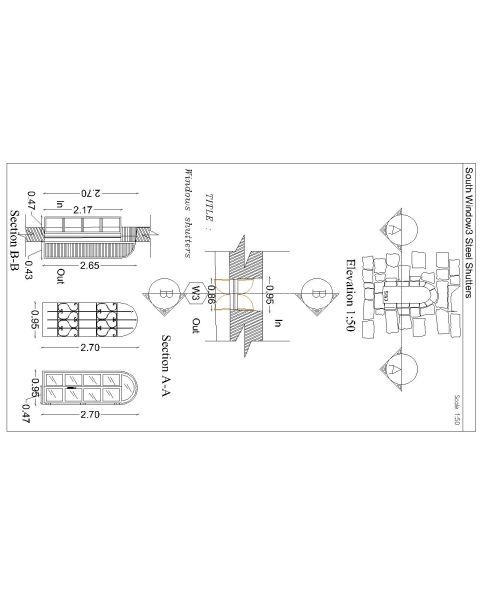 Free AutoCAD 2D Editable Drawings for Windows shutters - 1