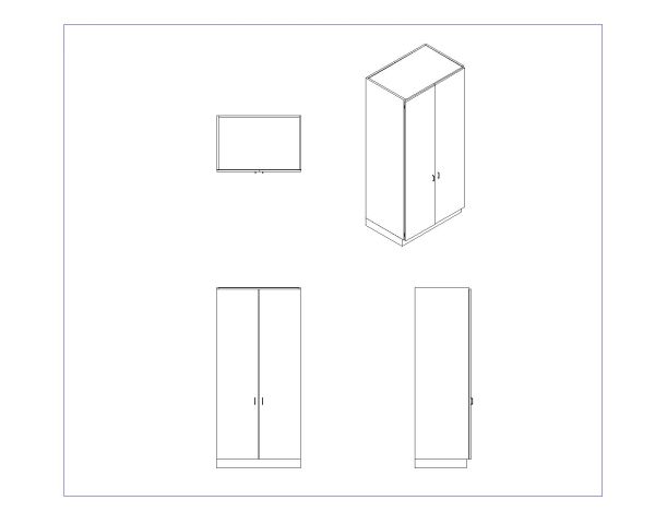 Free AutoCAD 2D & Isometric Drawing of Wooden Cabinet Design- (14)