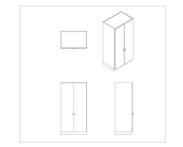 Free AutoCAD 2D & Isometric Drawing of Wooden Cabinet Design- (3)