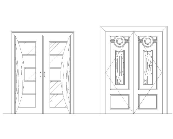 Free AutoCAD 2D Drawing for Wooden Door with Glass Deatiled Dwgs (4)