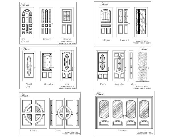 Free AutoCAD 2D Editable Drawings for Wooden Doors with details - 29