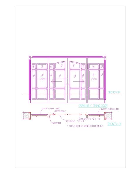 Free AutoCAD 2D Editable Drawings for Wooden doors with Glass Details  - 1