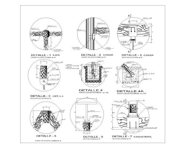 Free AutoCAD 2D Editable Drawings of Wooden Riders Playground Typical Details_ 3