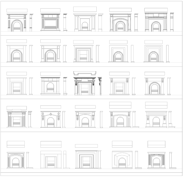 Holzkamineinfassung CAD-Sammlung dwg
