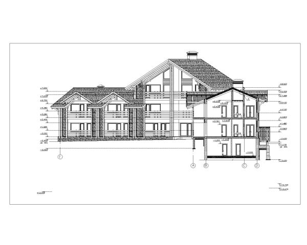 Free AutoCAD 2D Editable Drawing of Wooden Hotel Design Elevation_1