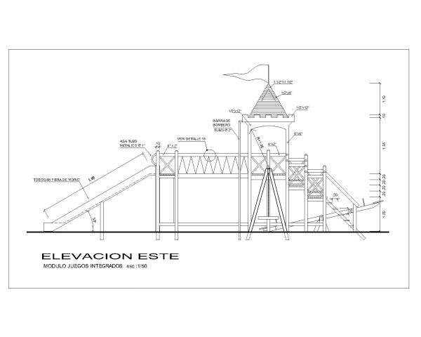Free AutoCAD 2D Editable Drawings of Wooden Playing Equipment for Parks & Garden Area Elevation_1