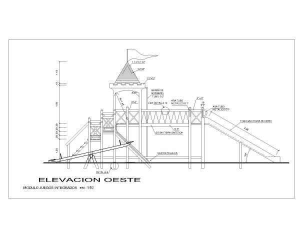 Free AutoCAD 2D Editable Drawings of Wooden Playing Equipment for Parks & Garden Area Elevation_ 4