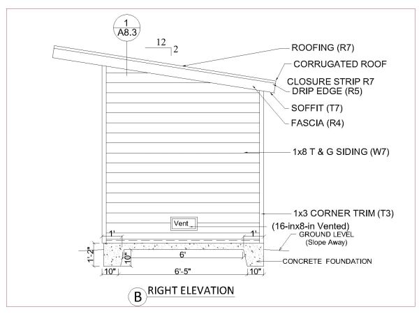 Free “CAD Drawings for 8 x 10 Wooden Shed Design Elevation_23