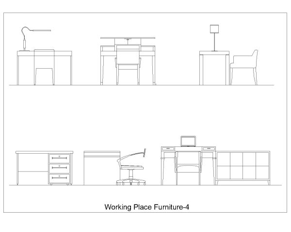 Free AutoCAD 2D Editable Drawings for Working Place Furniture-4