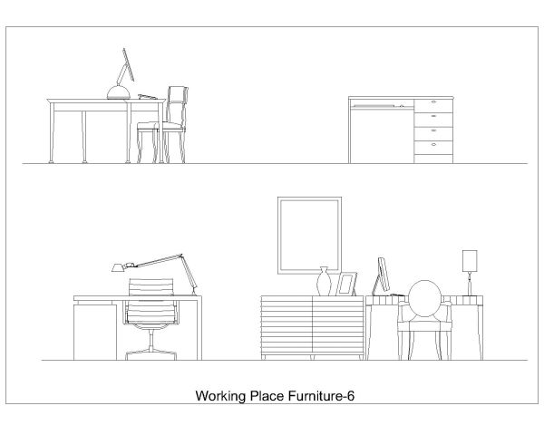 Free AutoCAD 2D Editable Drawings for Working Place Furniture-6