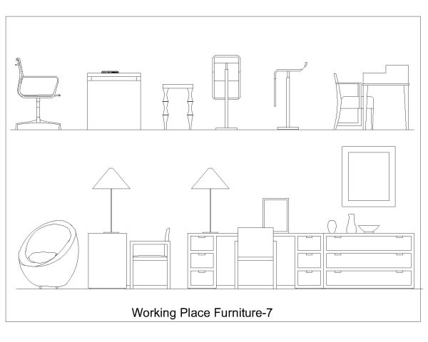 Free AutoCAD 2D Editable Drawings for Working Place Furniture-7