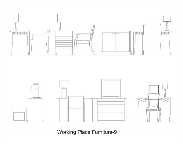 Free AutoCAD 2D Editable Drawings for Working Place Furniture-9
