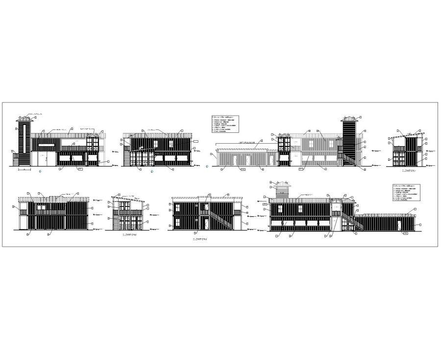 Building Elevation Design Using Container Design 2-Story Containerized Building - Elevations for Architectural ...